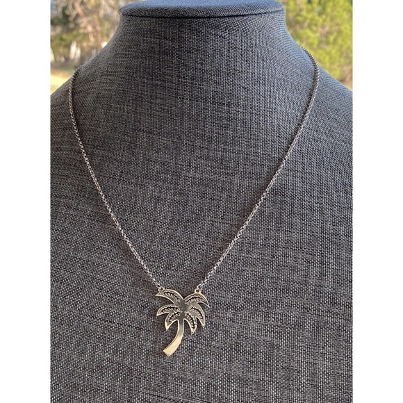 Vintage Sterling Silver Necklace Palm Tree RS 925 6.55g - Picture 2 of 12